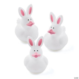Adorable Bunny Rubber Ducks for Easter - 12 Pc. with Whimsical Design