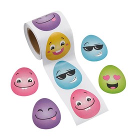 1 1/2" Silly Face Easter Eggs Sticker Roll - 100 Pc.