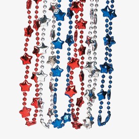 30" Bulk 48 Pc. Metallic Patriotic Star Plastic Breakaway Necklaces