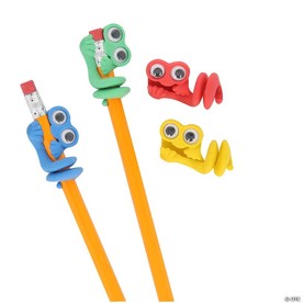 1 1/2" x 1" Bright Color Rubber Googly Eye Pencil Pets - 12 Pc.
