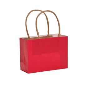 4 1/2" x 3 1/4" Mini Red Kraft Paper Gift Bags - 12 Pc.