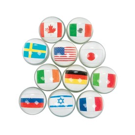 Mini Flags Around the World Bouncy Ball Assortment - 12 Pc.