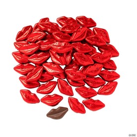 1 lb. Red Foil-Wrapped Lips Chocolate Candy - 57 Pc.