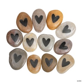 1 3/4" x 2" Heart Natural Polished Worry Stones - 12 Pc.