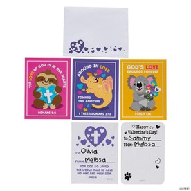 3" x 4" God's Love Animal & Verse Valentine Exchange Cards for 24