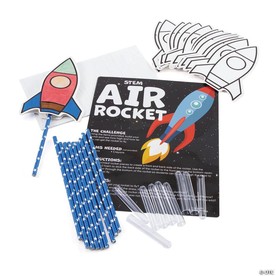 STEM Color Your Own Air Rocket Activity Learning Challenge Craft Kit - Makes 10