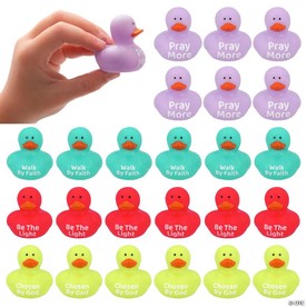 1 1/2" Mini Religious Inspirational Message Rubber Ducks – 24 Pc.
