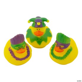 2" Mardi Gras Jester's Hat & Mask Vinyl Rubber Ducks - 12 Pc.