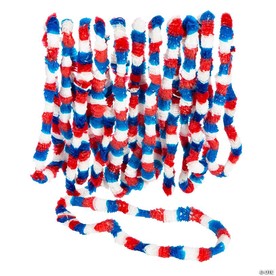 36" Patriotic Tri-Color Red, White & Blue Plastic Leis – 12 Pc.