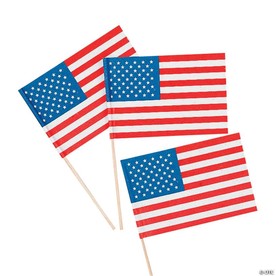4 1/2" x 3" Bulk 144 Pc. Small Paper American Flags on Sticks