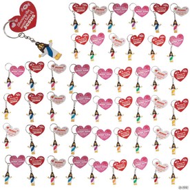 1 1/2" Bulk Mini Jesus Keychain Religious Valentine Exchanges with Card for 48