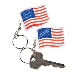 2" Bulk 144 Pc. Patriotic USA Flag Plastic Keychains