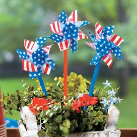 4 1/4" Stars & Stripes Plastic Pinwheels with Stick - 36 Pc.