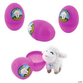 Charming Religious Easter Eggs with Mini White Stuffed Lamb - 12 Pc.