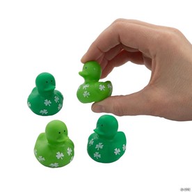 1 3/4" Mini St. Patrick's Day Shamrock Rubber Ducks - 24 Pc.