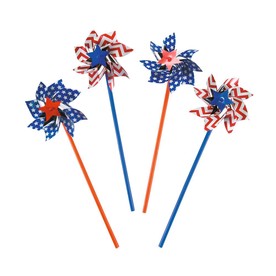 11" Patriotic American Spirit Plastic Pinwheels - 36 Pc.