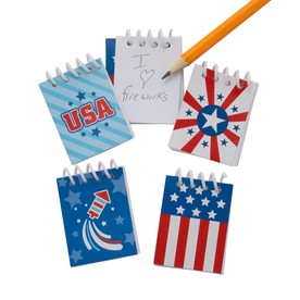 1 1/2" x 2" Bulk 48 Pc. Patriotic Red, White & Blue Mini Spiral Notepads