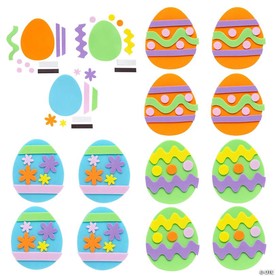 4" x 3" Bright Color Easter Egg Magnet Foam Craft Kit - Makes 12