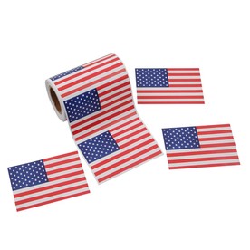 3" x 2" Patriotic Red, White and Blue American Flag Sticker Roll - 100 Pc.