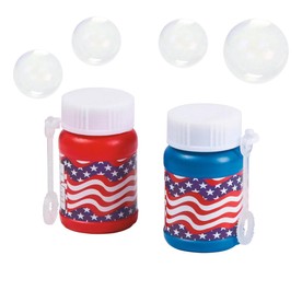 2" Mini Stars & Stripes Plastic Bubble Bottles with Wand - 24 Pc.