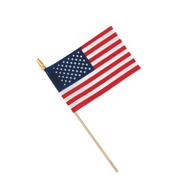 6" x 4" Small Cloth American Flags on Wooden Sticks - 12 Pc.