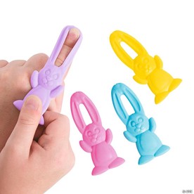 1 1/4" x 3" Colorful Stretchable Flying Easter Bunnies - 12 Pc.