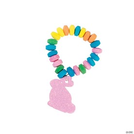 Easter Candy Stretchable Bunny Bracelets - 12 Pc. | Assorted Fruit Flavors