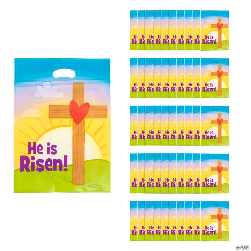 12 1/2" x 17" Bulk 50 Pc. Large Plastic Religious Easter Goody Bags