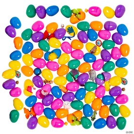2 1/2" Bulk 100 Pc. Colorful Toy-Filled Plastic Easter Eggs