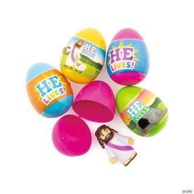 2-1/2" Religious He Lives Jesus Toy-Filled Easter Eggs - 36 Pc.