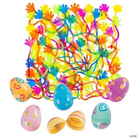 2 1/4" Pastel Plastic Easter Eggs & Sticky Toy Kit for 72