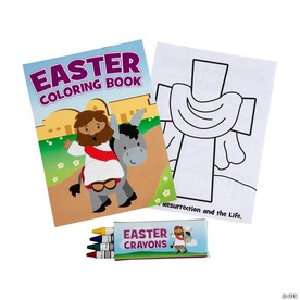 Fun He Lives Mini Coloring Books with Crayons - 12 Sets for Easter