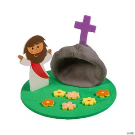 3 1/2" x 2" Religious Easter Jesus with the Tomb Clay Craft Kits - Makes 12