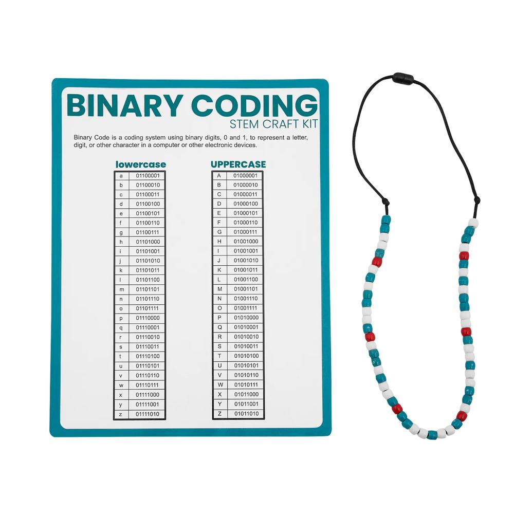 30" STEM Binary Coding Beaded Necklace Craft Kit – Makes 12