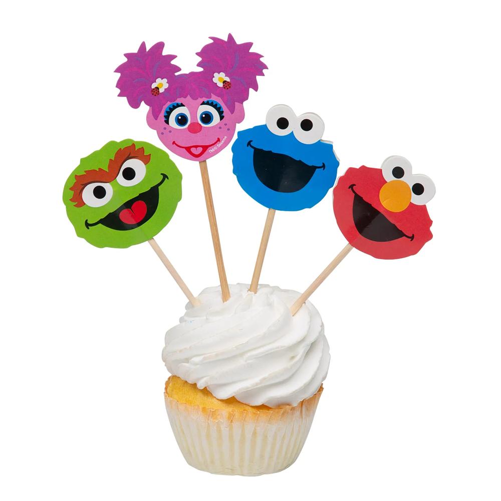 1 3/4" Sesame Street<sup>®</sup> Characters Cardstock Cupcake Picks - 24 Pc.