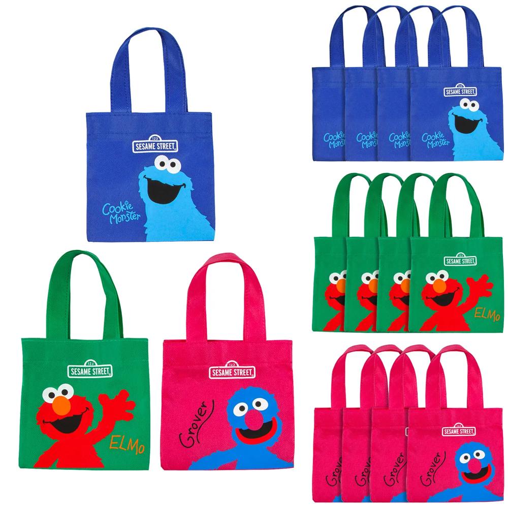 6" x 6" Mini Sesame Street<sup>®</sup> Cookie Monster, Grover & Elmo Nonwoven Tote Bags - 12 Pc.