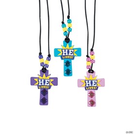 1 3/4" x 2 1/2" He Lives Colorful Necklace Craft Kits - Makes 12