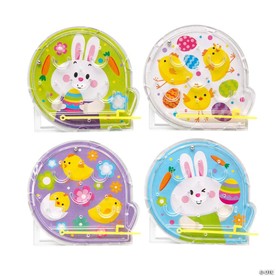 2 1/2" Bulk 72 Pc. Easter Bunny & Chicks Plastic Handheld Pinball Games