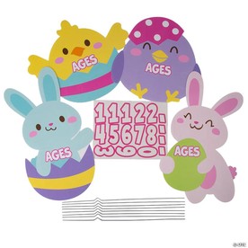 16" – 24" Easter Whimsy Egg Hunt Age Range Single-Sided Plastic Yard Signs - 4 Pc.
