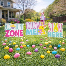 7 1/2" – 8 1/2" Easter Whimsy Single-Sided Plastic Yard Signs - 3 Pc.