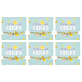 7 1/2" Easter Whimsy Chillin' with Chicks Charm Bracelets with Card for 6