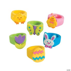 Colorful Bright Color Fun Easter Rings - 24 Pc.
