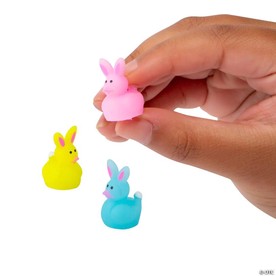 3/4" Micro Pastel-Colored Easter Bunny Rubber Ducks - 24 Pc.
