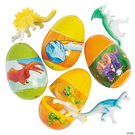 Exciting Dinosaur Toy-Filled Plastic Easter Eggs - 12 Pc.