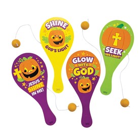 Christian Pumpkin Paddleball Games - 12 Pc.