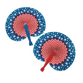 10 1/2" Patriotic Stars & Stripes Folding Hand Fans - 12 Pc.