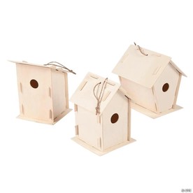 4" x 6" DIY Unfinished Wood Birdhouses with Hangers - 12 Pc.
