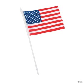 4" x 6" Patriotic Polyester American Flags on Sticks – 12 Pc.