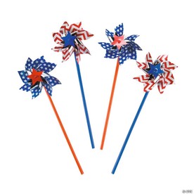 11" Patriotic American Spirit Plastic Pinwheels - 36 Pc.