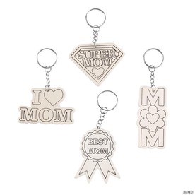 2 3/4" Color Your Own Wooden Mother’s Day Keychains - 12 Pc.